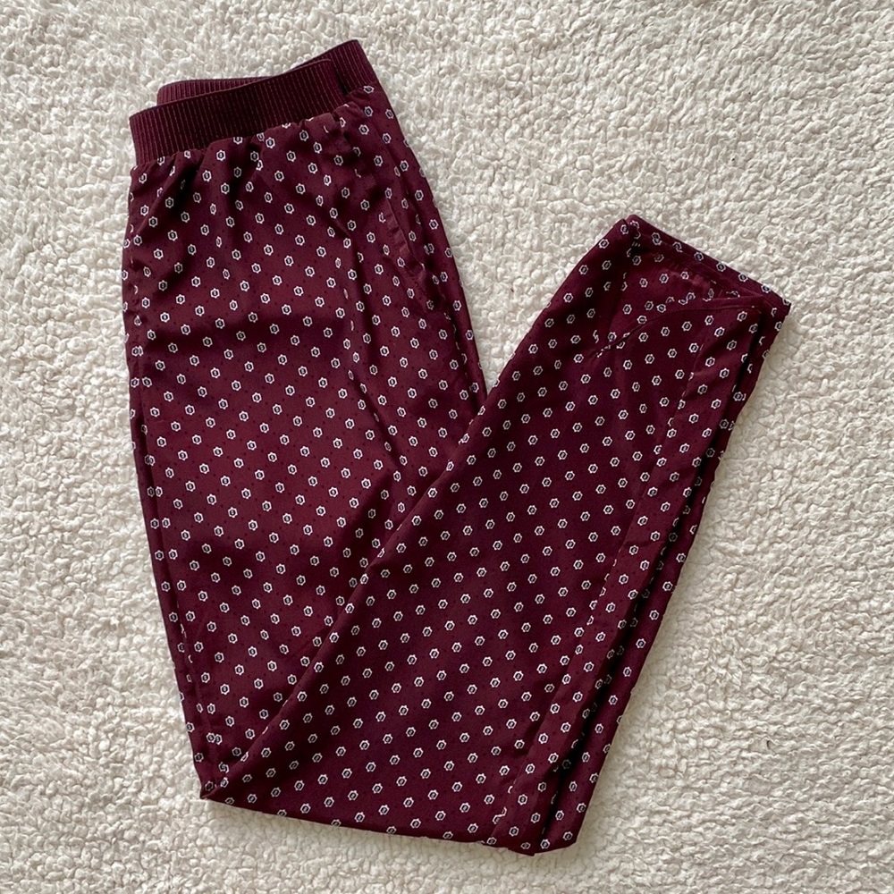 H&M Maroon Patterned Joggers